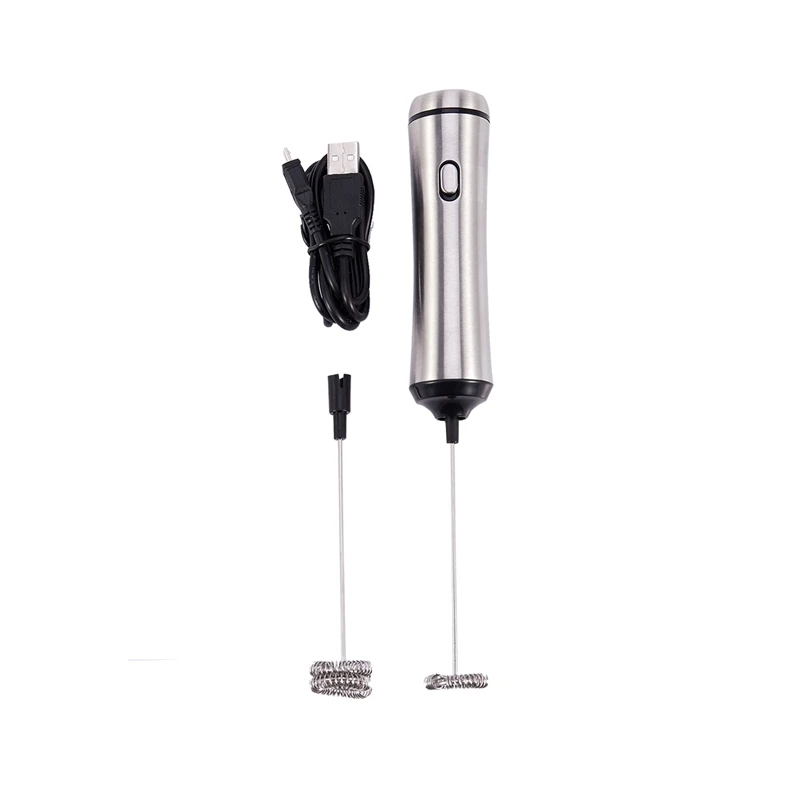 Usb Chargeable Double Spring Whisk Head Electric Milk Frother Stainless Steel Handheld Milk Foamer Drink Mixer Two Speeds
Usb Chargeable Double Spring Whisk Head Electric Milk Frother Stainless Steel Handheld Milk Foamer Drink Mixer Two Speeds