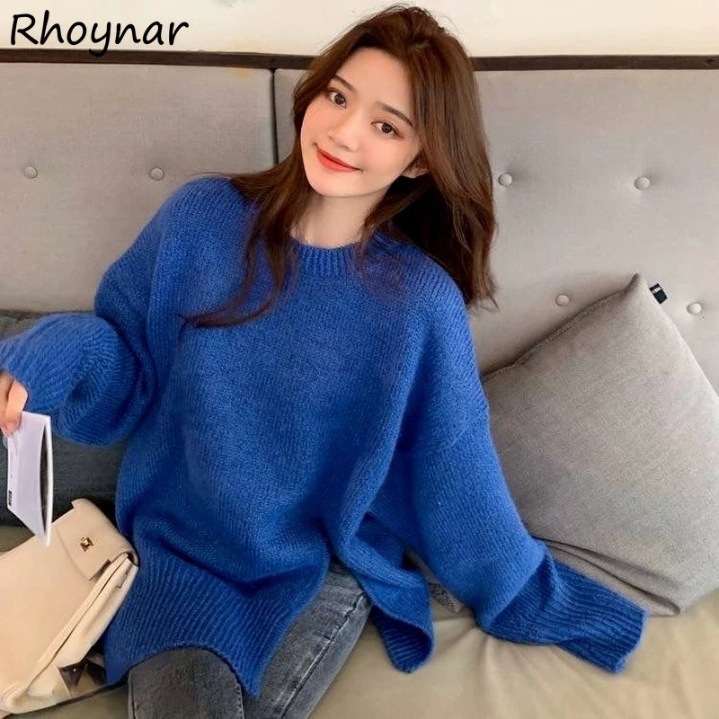 Pullovers Women Side-slit Solid Simple O-neck Baggy Colorful All-match Streetwear Autumn Classy College Casual Tender Sweater
Pullovers Women Side-slit Solid Simple O-neck Baggy Colorful All-match Streetwear Autumn Classy College Casual Tender Sweater