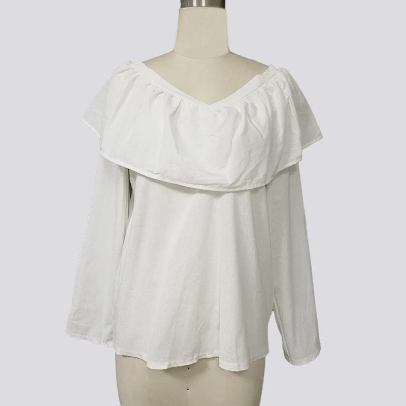 Elegant Skew Collar Long Sleeve Shirt Women Tops Office Lady Summer Tee Ruffle Casual Solid Women T Shirts S-2XL
Elegant Skew Collar Long Sleeve Shirt Women Tops Office Lady Summer Tee Ruffle Casual Solid Women T Shirts S-2XL