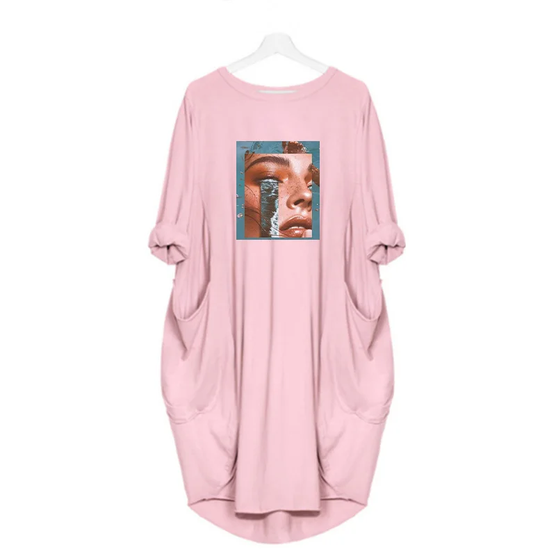Women Fashion Gril Print Midi Dress Loose Long Sleeve o Neck Pocket Casual Party Summer Tshirt Dresses Vestidos
Women Fashion Gril Print Midi Dress Loose Long Sleeve o Neck Pocket Casual Party Summer Tshirt Dresses Vestidos