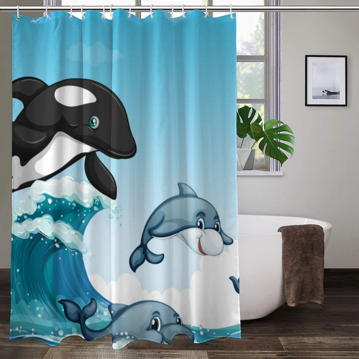 Funny Dolphin Shower Curtains Cute Ocean Animal Blue Seawater Sea Wave Scenery Bathroom Decor Cloth Hanging Curtain With Hooks
Funny Dolphin Shower Curtains Cute Ocean Animal Blue Seawater Sea Wave Scenery Bathroom Decor Cloth Hanging Curtain With Hooks