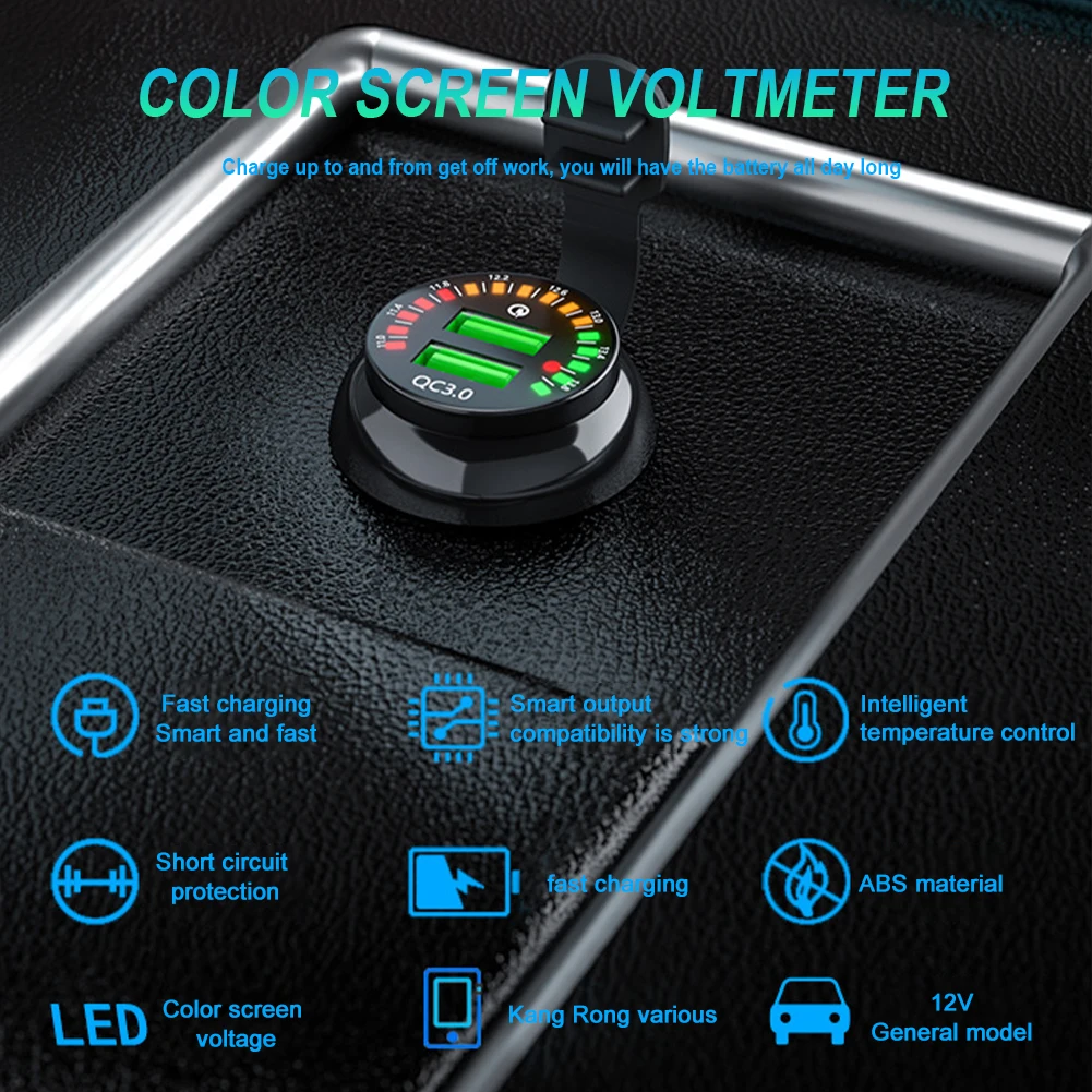 Dual USB Charger 12V Quick Charger 3.0 Car Charge LED Voltage Display Charger Socket Power Outlet Adapter Motorcycle ATV Boat
Dual USB Charger 12V Quick Charger 3.0 Car Charge LED Voltage Display Charger Socket Power Outlet Adapter Motorcycle ATV Boat