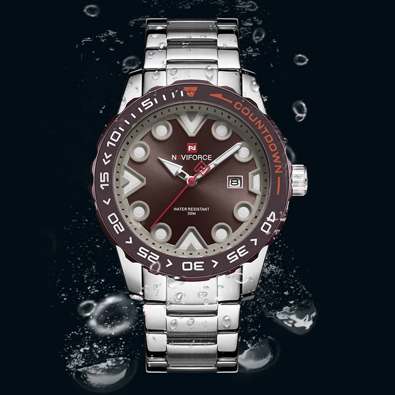 NAVIFORCE Men Watches Fashion Stainless Steel Luxury Quartz Mens Watch Simple Casual Waterproof Wristwatches Relogio Masculino | Наручные