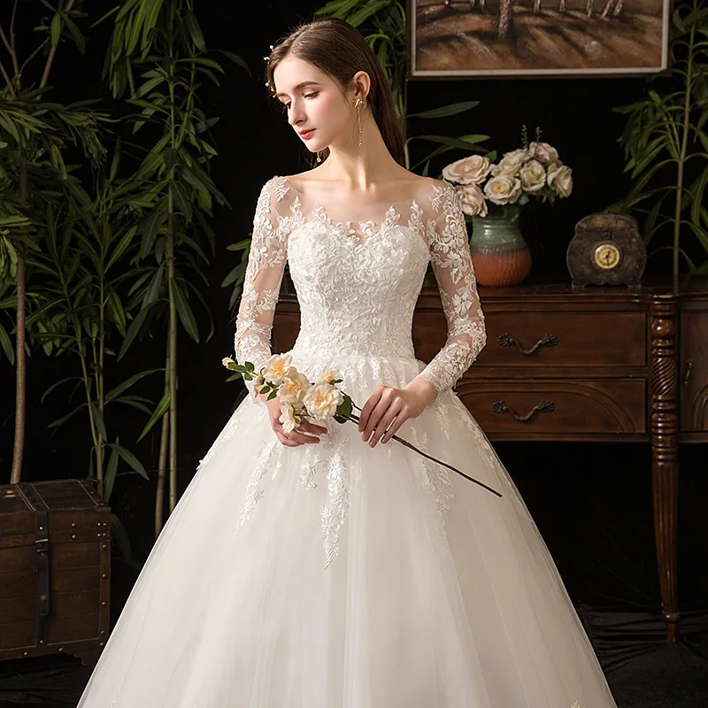 Vestido De Noiva 2021 Elegant O Neck Full Sleeve Wedding Dress Illusion Lace Embroidery Simple Puls Size Bride Gown Robe Mariage
Vestido De Noiva 2021 Elegant O Neck Full Sleeve Wedding Dress Illusion Lace Embroidery Simple Puls Size Bride Gown Robe Mariage