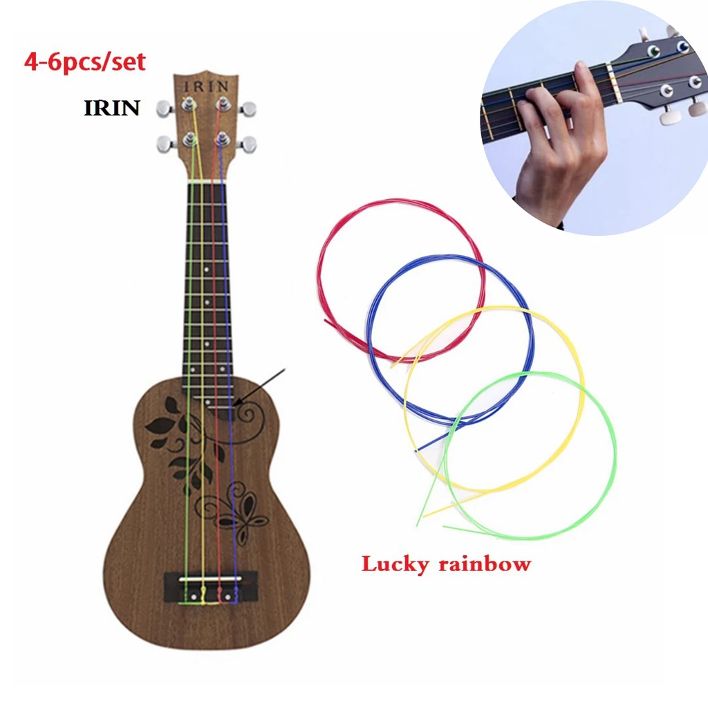 

IRIN 4-6pcs/set Nylon Rainbow Colorful Ukulele Strings Durable Replacement Part for Ukulele Guitar Musical Instrument Accessorie