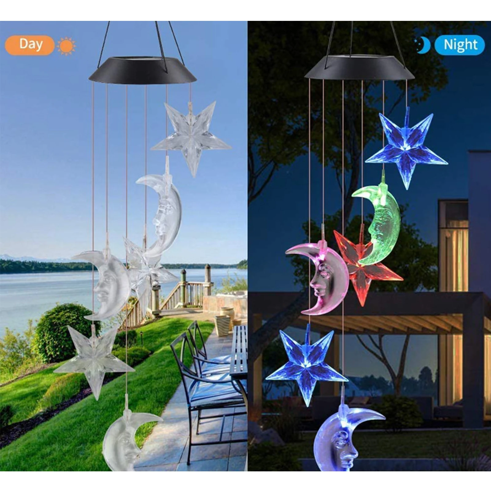 Moon & Star Solar Wind Chimes Light Color-Changing Mobile Hanging for Christmas Gift Housewarming Gift Garden Yard Patio Party
Moon & Star Solar Wind Chimes Light Color-Changing Mobile Hanging for Christmas Gift Housewarming Gift Garden Yard Patio Party