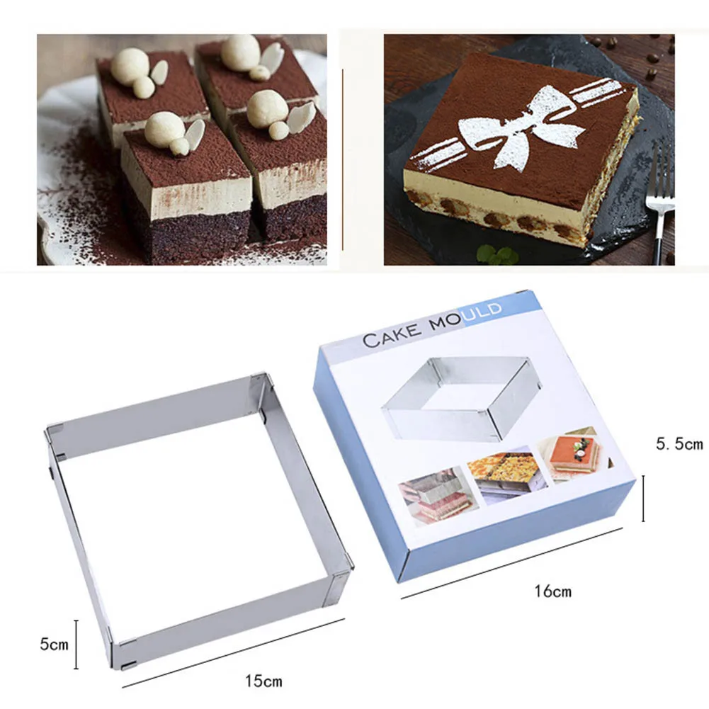 Mousse Ring Adjustable And Retractable 6\"-11\" Mousse Ring Square Mold Stainless Steel Frame Film Cake Mold
Mousse Ring Adjustable And Retractable 6\"-11\" Mousse Ring Square Mold Stainless Steel Frame Film Cake Mold