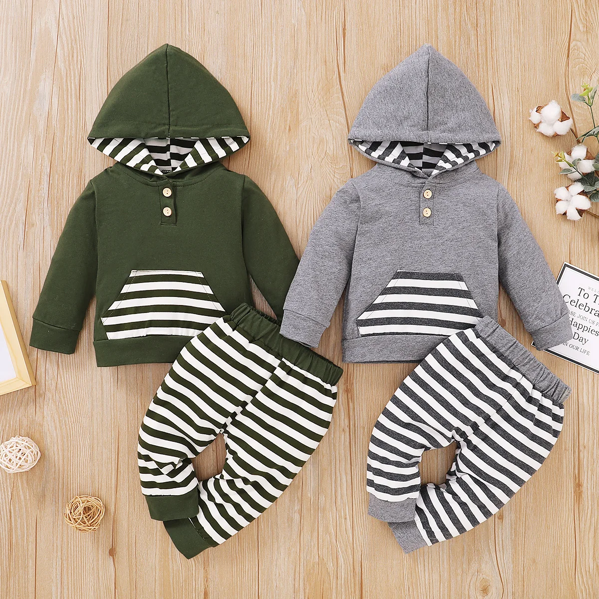 Newborn Baby Girls Boys 2Pcs Spring Autumn Clothing Hooded Long Sleeve Patchwork Pocket Tops Striped Pants Outfits
Newborn Baby Girls Boys 2Pcs Spring Autumn Clothing Hooded Long Sleeve Patchwork Pocket Tops Striped Pants Outfits