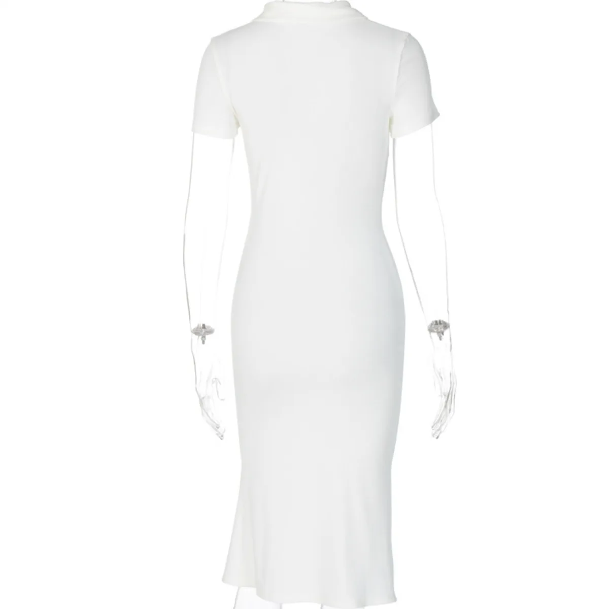 Vintage High Side Slit Bodycon Mid-calf Sexy Dress Elegant Women Lapel Collar Stretch Split Short Sleeve Evening Dress 
Vintage High Side Slit Bodycon Mid-calf Sexy Dress Elegant Women Lapel Collar Stretch Split Short Sleeve Evening Dress