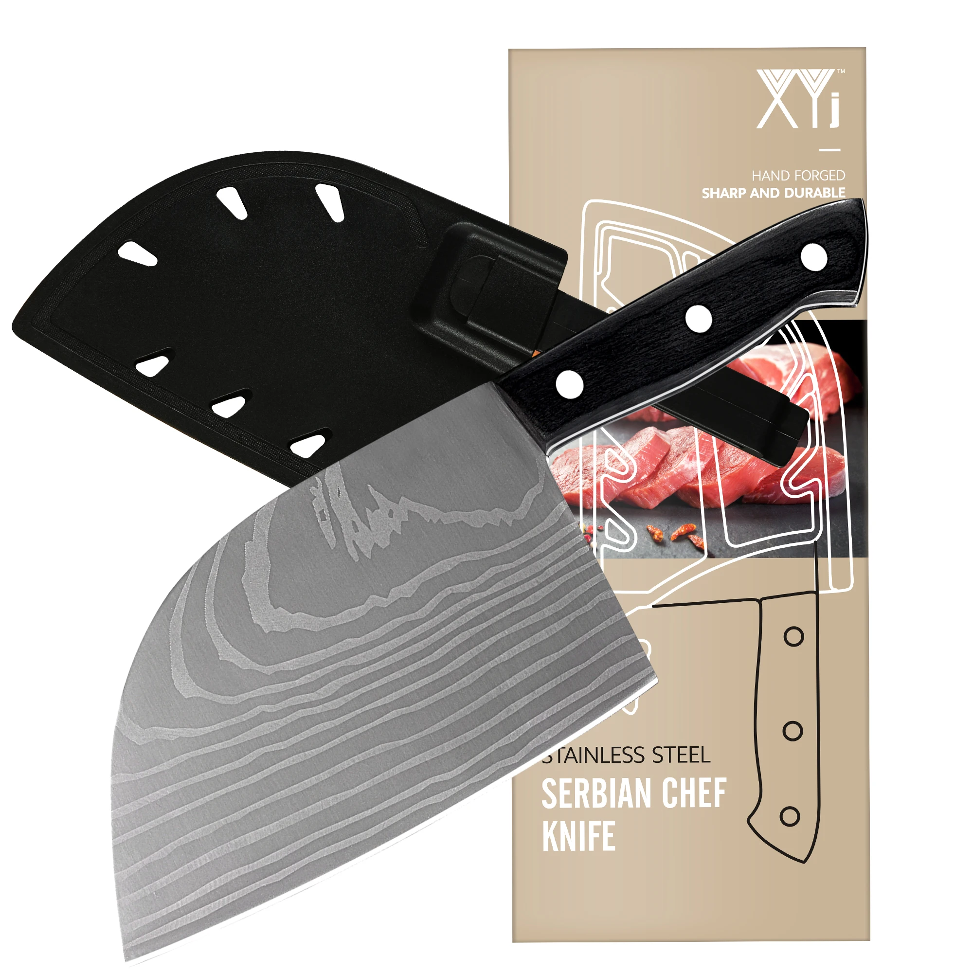 7'' Inch Stainless Steel Forged Butcher Knife Pro Kitchen Knife Wood Handle Full Tang Cleaver Laser Pattern Blade Cooking Knife
7'' Inch Stainless Steel Forged Butcher Knife Pro Kitchen Knife Wood Handle Full Tang Cleaver Laser Pattern Blade Cooking Knife