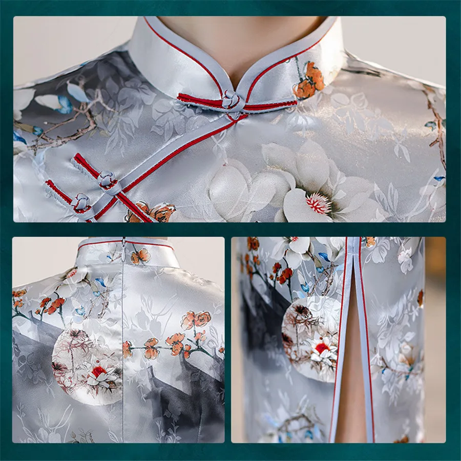 Retro Cheongsam Chinese Classic Women's Qipao Elegant Short Sleeve Vintage Dress Temperament Printing Female Long Dress
Retro Cheongsam Chinese Classic Women's Qipao Elegant Short Sleeve Vintage Dress Temperament Printing Female Long Dress