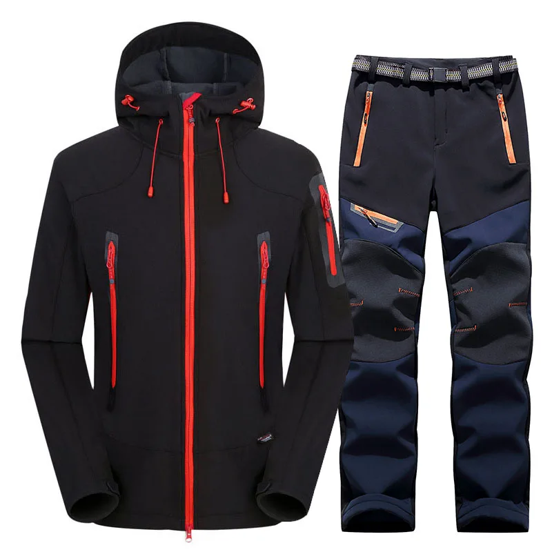 Waterproof Hiking Suit Men Thermal Fleece Softshell Jacket and Pants Outdoor Sports Hooded Coat Trekking Camping Skiing Trousers
Waterproof Hiking Suit Men Thermal Fleece Softshell Jacket and Pants Outdoor Sports Hooded Coat Trekking Camping Skiing Trousers