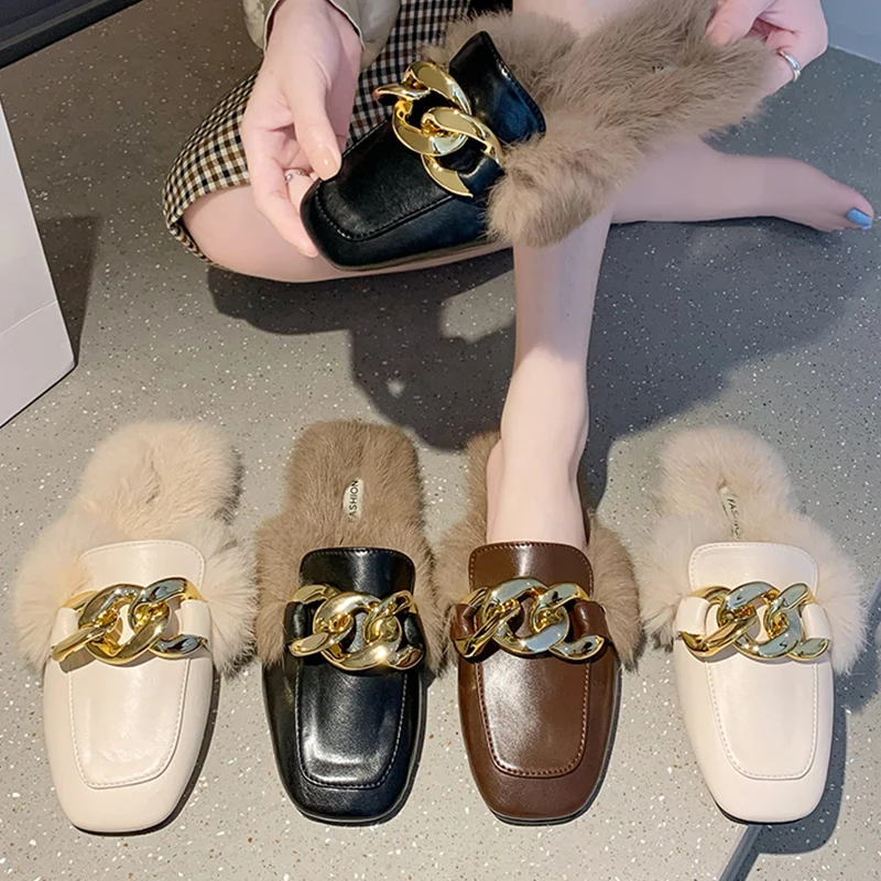 Slippers Shoes 2022 Winter Fur Women Mules Slides Fashion Female Casual Outside Furry Flip Flops Home Ladies Metal Slippers
Slippers Shoes 2022 Winter Fur Women Mules Slides Fashion Female Casual Outside Furry Flip Flops Home Ladies Metal Slippers