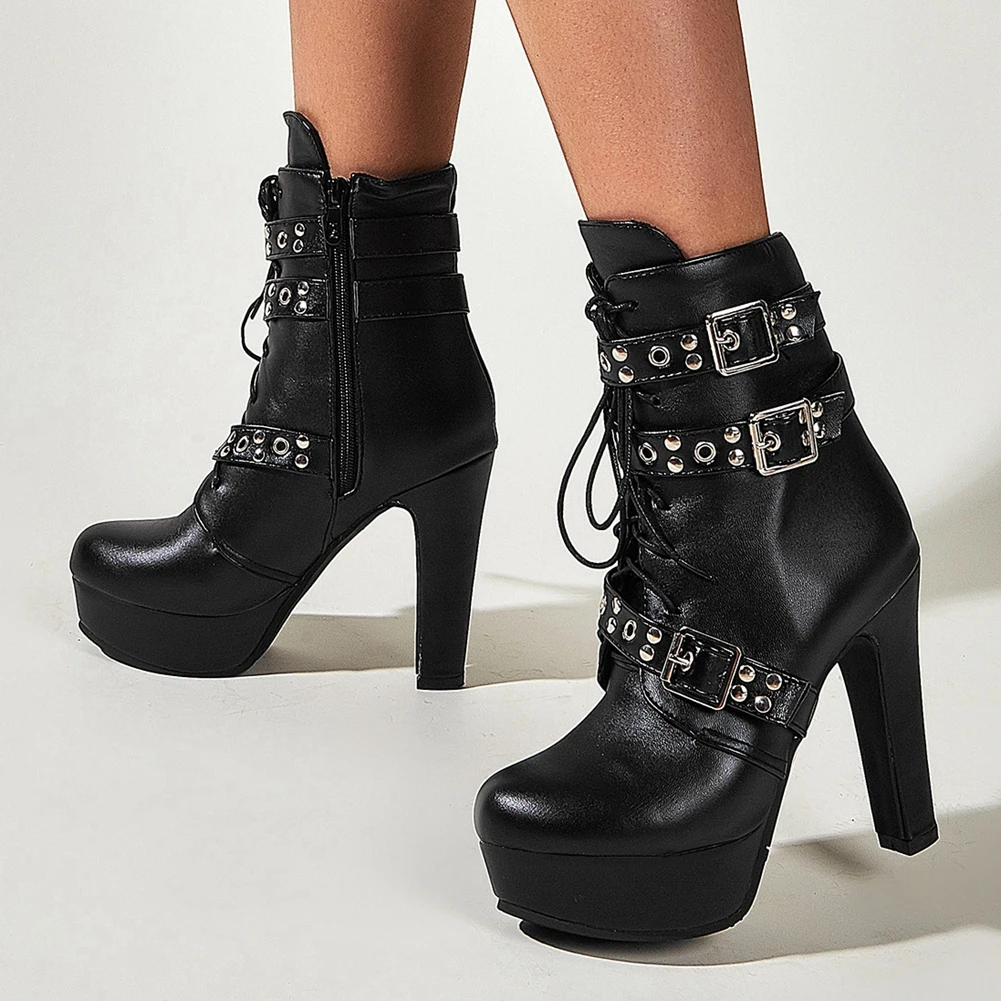 Female Boots Comfy Thin Heels Round Toe Buckle Strap High Heel Ankle Boots Large Size 43 With Buckle Black Women Boots
Female Boots Comfy Thin Heels Round Toe Buckle Strap High Heel Ankle Boots Large Size 43 With Buckle Black Women Boots