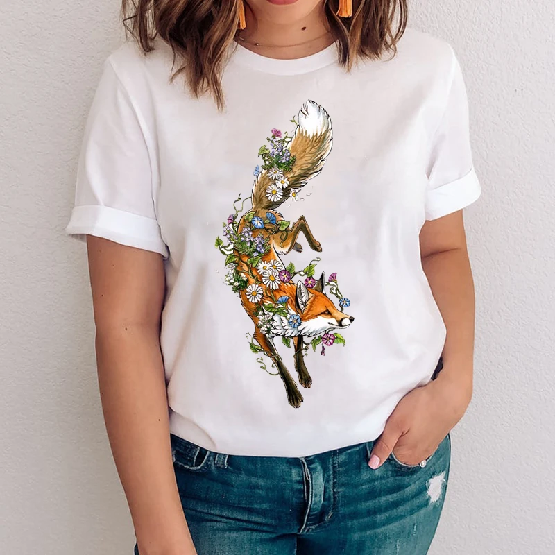 Women Graphic Floral Flower Printing Spring Summer Fox Face Animal Clothes Lady Tops Clothing Tees Print Female Tshirt T-Shirt
Women Graphic Floral Flower Printing Spring Summer Fox Face Animal Clothes Lady Tops Clothing Tees Print Female Tshirt T-Shirt