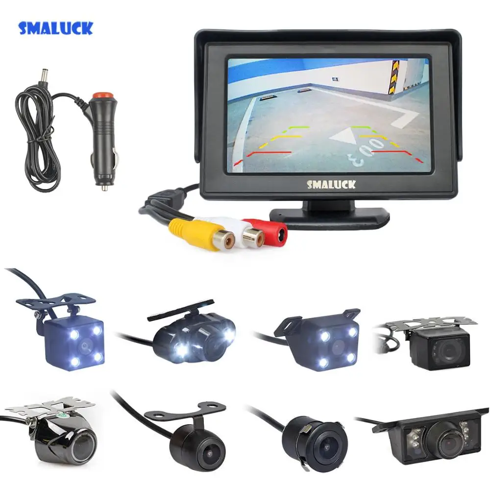 SMALUCK 4.3" Car Monitor Auto Parking System Video Night Vision Backup Reverse Camera Car Rear View Camera free Car Charger
SMALUCK 4.3" Car Monitor Auto Parking System Video Night Vision Backup Reverse Camera Car Rear View Camera free Car Charger