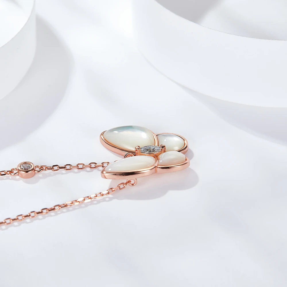 BOEYCJR 925 перламутровая бабочка 0.2ct маркиз Муассанит V VS элегантное подвесное