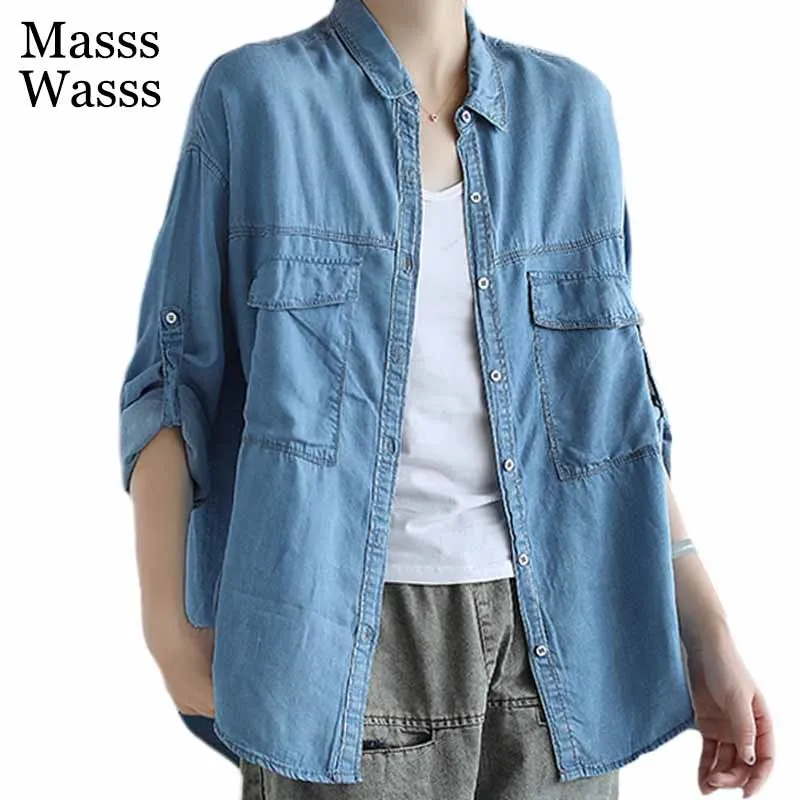 Masss Wasss 2021 Korean New Design Autumn Casual Vintage Womens Tops Long Sleeve Loose Blue Denim Shirts Buttons Female Clothes
Masss Wasss 2021 Korean New Design Autumn Casual Vintage Womens Tops Long Sleeve Loose Blue Denim Shirts Buttons Female Clothes