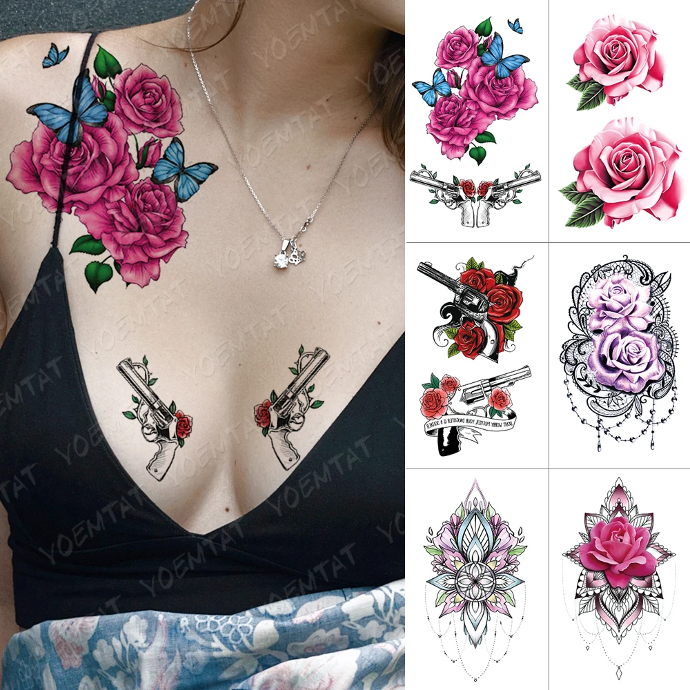 Waterproof Temporary Tattoo Sticker Butterfly Gun Rose Lace Flower Flash Tattoos Lotus Body Art Arm Fake Tatoo Women Men
Waterproof Temporary Tattoo Sticker Butterfly Gun Rose Lace Flower Flash Tattoos Lotus Body Art Arm Fake Tatoo Women Men