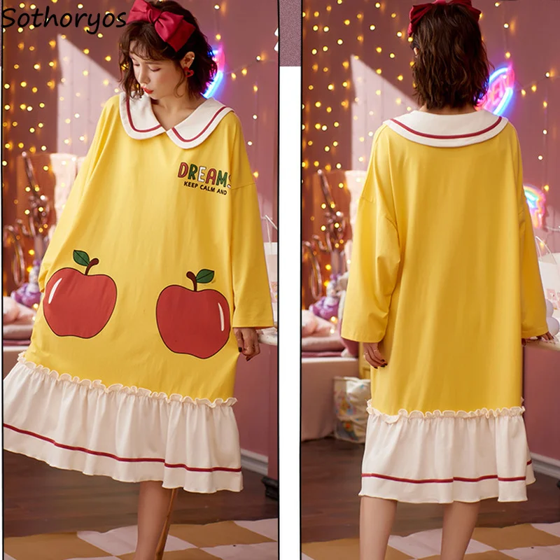 Nightgowns Women Long Sleeve Spring Loose Casual Fashion Plus Size 3XL Kawaii Cartoon Ruffles Bow Comfortable Elegant Students
Nightgowns Women Long Sleeve Spring Loose Casual Fashion Plus Size 3XL Kawaii Cartoon Ruffles Bow Comfortable Elegant Students