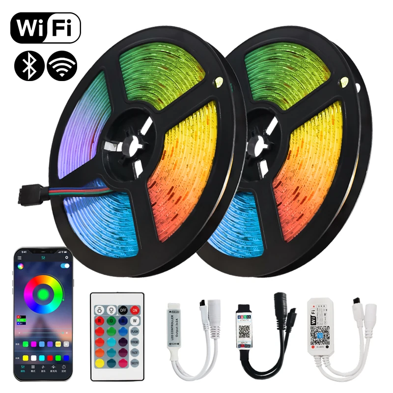 Светодиодная лента SMD2835 RGB5050, гибкая Led полоска с дистанционным управлением и поддержкой Bluetooth, Wi-Fi, Диодная водонепроницаемая, 12 В постоянног...
Светодиодная лента SMD2835 RGB5050, гибкая Led полоска с дистанционным управлением и поддержкой Bluetooth, Wi-Fi, Диодная водонепроницаемая, 12 В постоянног...
