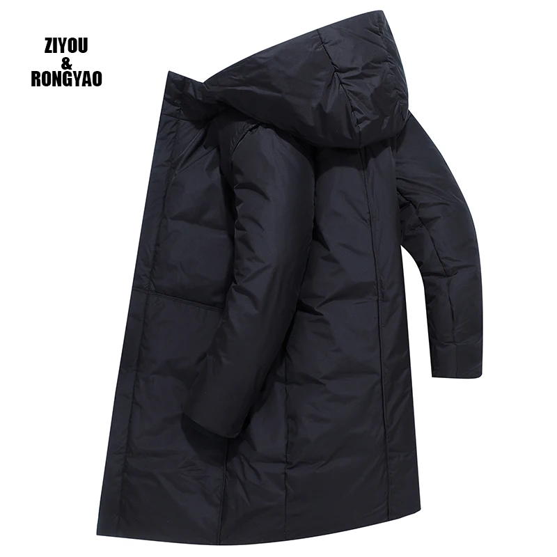 Мужская длинная куртка с капюшоном, черная Повседневная теплая куртка с капюшоном, зима 2020 
Мужская длинная куртка с капюшоном, черная Повседневная теплая куртка с капюшоном, зима 2020