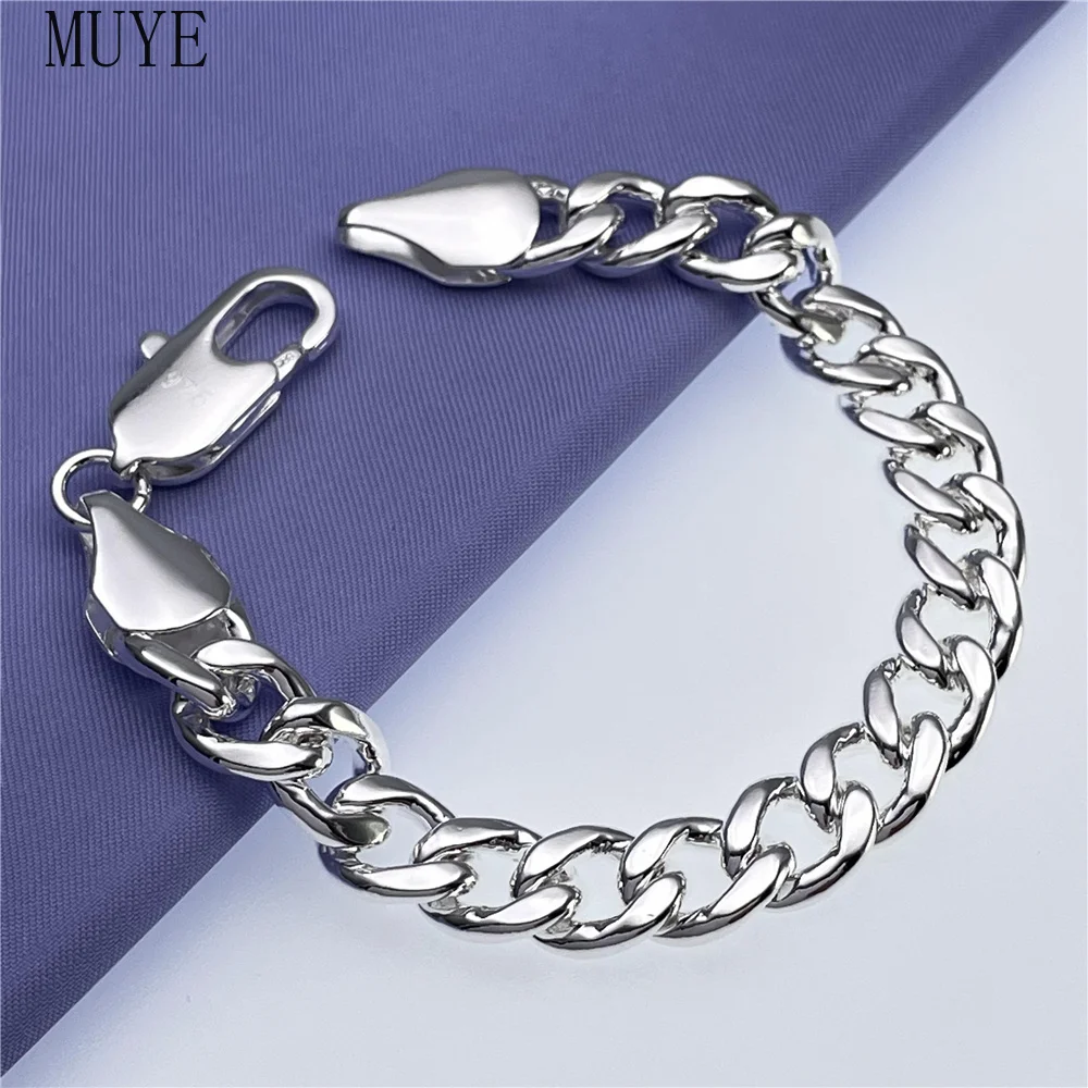 MUYE 925 Silver 10mm Curb Chain Lobster Clasp Bracelet Charm Bangle for Women's Men's Fashion Jewelry Party Gift 
MUYE 925 Silver 10mm Curb Chain Lobster Clasp Bracelet Charm Bangle for Women's Men's Fashion Jewelry Party Gift