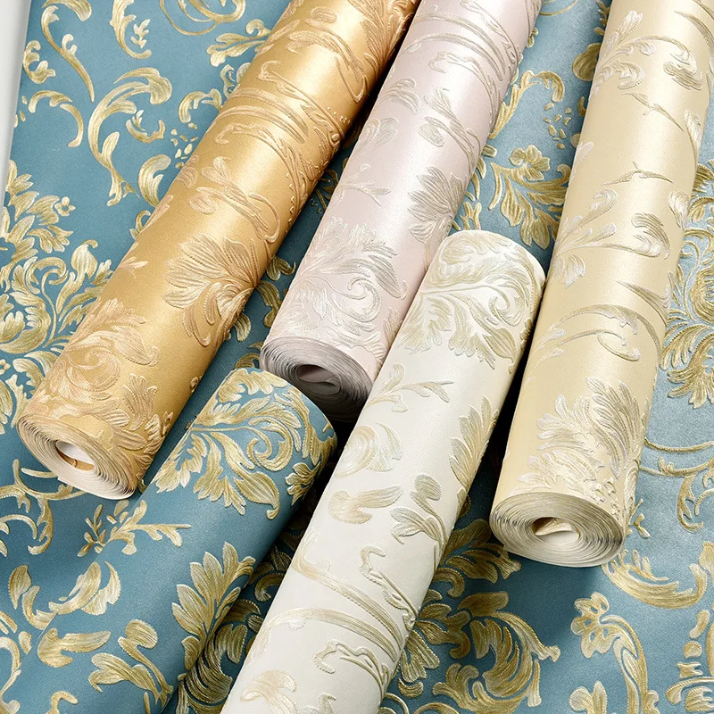 Simple European 3d Embossed Bedroom Non-woven Wallpaper Living Room Background Wall Golden Wall Covering Wallpaper
Simple European 3d Embossed Bedroom Non-woven Wallpaper Living Room Background Wall Golden Wall Covering Wallpaper