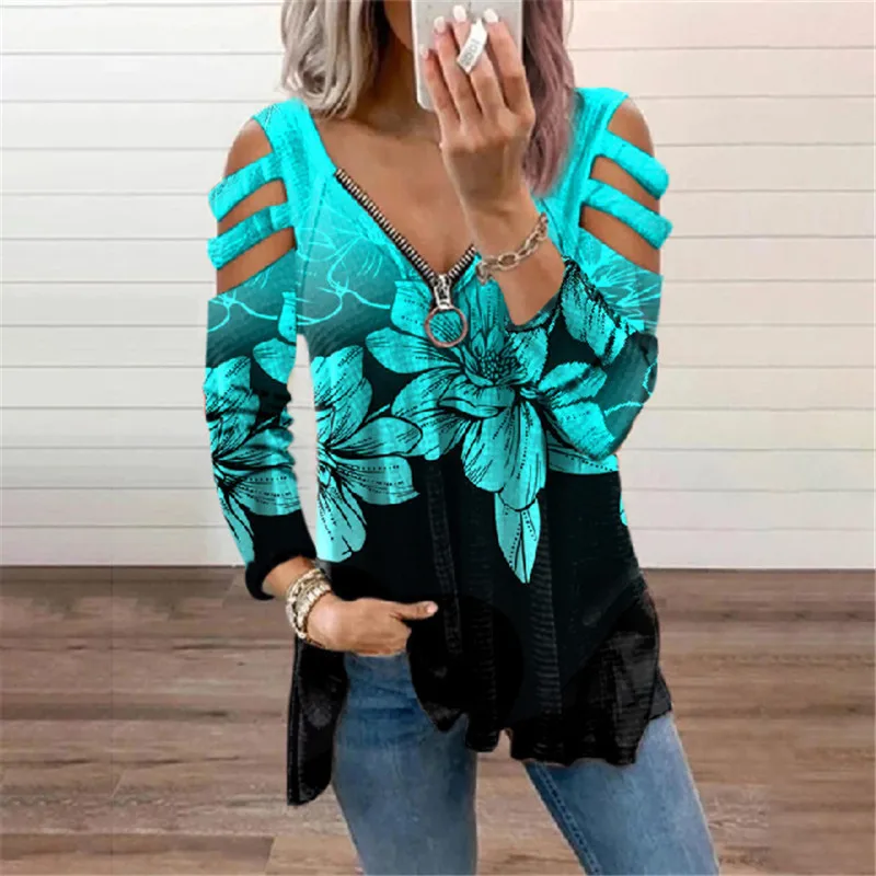 Fashion Hollow Out Long Sleeve Tops Lady Elegant Zipper V-Neck Floral Print Blouses Shirts 2021 Autumn Casual Women Blusas Shirt
Fashion Hollow Out Long Sleeve Tops Lady Elegant Zipper V-Neck Floral Print Blouses Shirts 2021 Autumn Casual Women Blusas Shirt