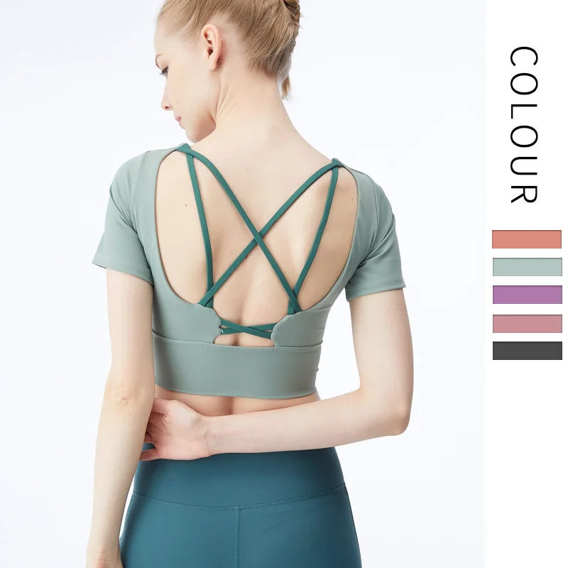 2021 Yoga T-shirt Shockproof Gathered Sexy Cross Beautiful Back Nude Sports Waist Sealing Short Sleev Workout Top
2021 Yoga T-shirt Shockproof Gathered Sexy Cross Beautiful Back Nude Sports Waist Sealing Short Sleev Workout Top