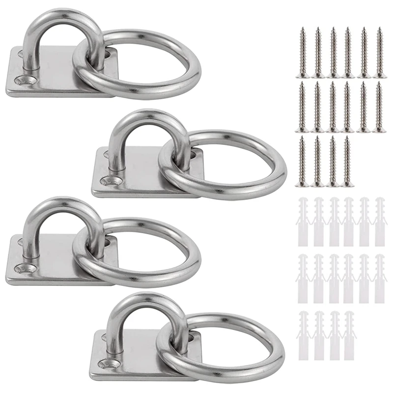 New-4 Pack 304 Stainless Steel Eye Plate With Ring M6 Eyelet Hooks,Wall Hook With Screw For Hanging Hammock Boxing Yoga Rope
New-4 Pack 304 Stainless Steel Eye Plate With Ring M6 Eyelet Hooks,Wall Hook With Screw For Hanging Hammock Boxing Yoga Rope
