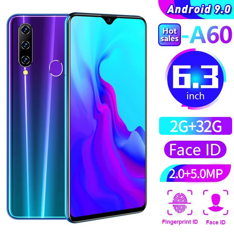 

New A60 2GB RAM 32GB ROM Cectdigi Android 9.0 4000mAh Smartphone 6.26 inch Water drop screen 8MP+16MP Dual cameras Mobile Phone