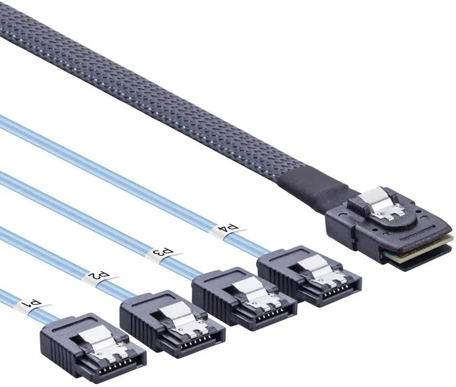 6G Internal Mini SAS 36pin SFF-8087 Male to 4X SATA 7pin Female Fan-Out Cable, 0.5-m (1.6ft)
6G Internal Mini SAS 36pin SFF-8087 Male to 4X SATA 7pin Female Fan-Out Cable, 0.5-m (1.6ft)