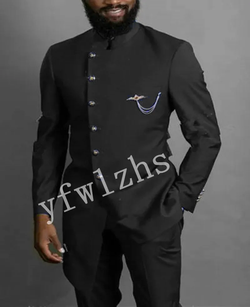 

Handsome Mandarin Lapel Groomsmen Single Breasted Groom Tuxedos Men Suits Wedding/Prom Best Blazer ( Jacket+Pants+Tie) B508