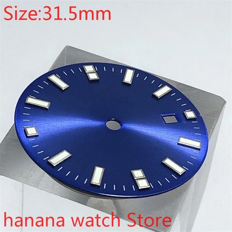 

No Bliger logo sterile 31.5mm date kit ETA 2824/2836 Miyota 8215/8205/821A MH35 36 movement men's watch night plate parts blue