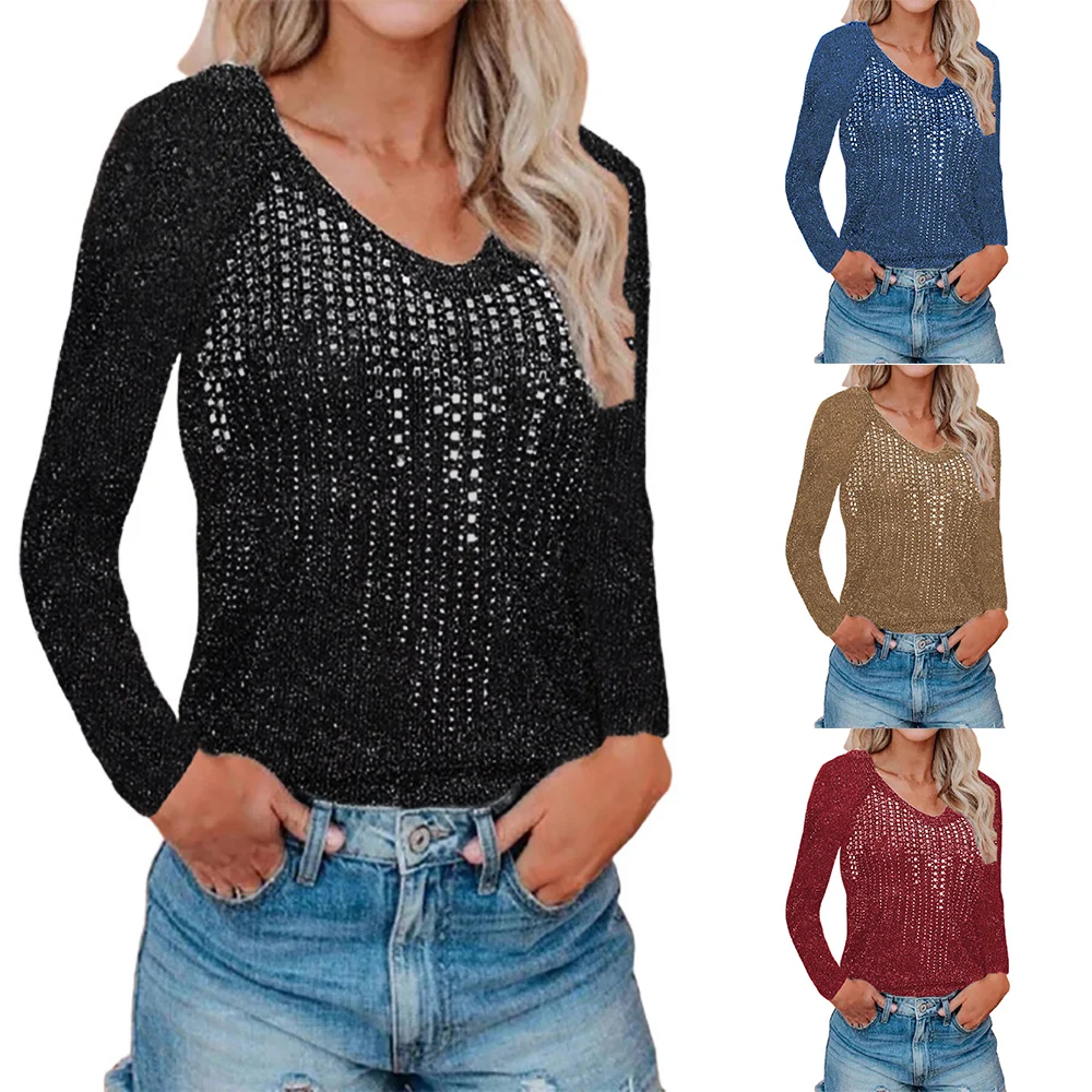 Sequins Women Tops T-Shirt Long Sleeve V-Neck Ladies Tee Shirt Blouses Fashion Casual Office Work Wear Female T-Shirt
Sequins Women Tops T-Shirt Long Sleeve V-Neck Ladies Tee Shirt Blouses Fashion Casual Office Work Wear Female T-Shirt