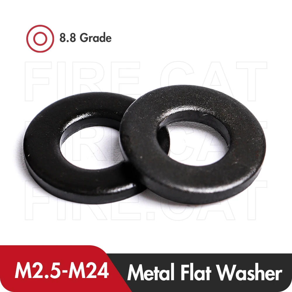 

Metal Flat Washers Black Carbon Steel Gaskets M2.5 M3 M4 M5 M6 M8 M10 M12 M14 M16 M18 M20 M22 M24 Ring Spacers Shims Pad Washer