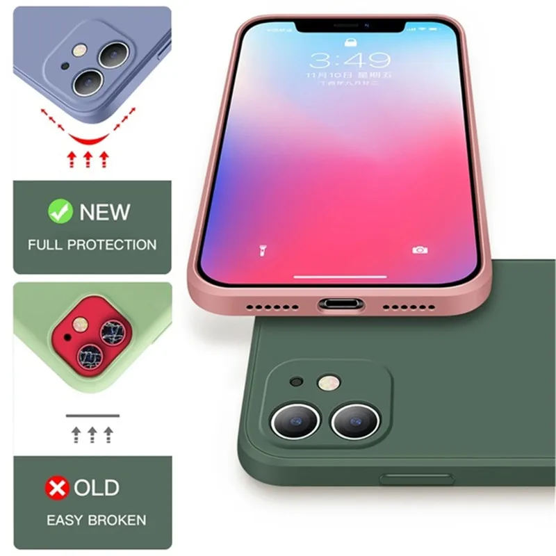 Luxury Original Square Liquid Silicone Phone Case For iPhone 12 Mini 11 Pro MAX XS X XR 7 8 Plus SE 2020 Soft Shockproof Cover
Luxury Original Square Liquid Silicone Phone Case For iPhone 12 Mini 11 Pro MAX XS X XR 7 8 Plus SE 2020 Soft Shockproof Cover