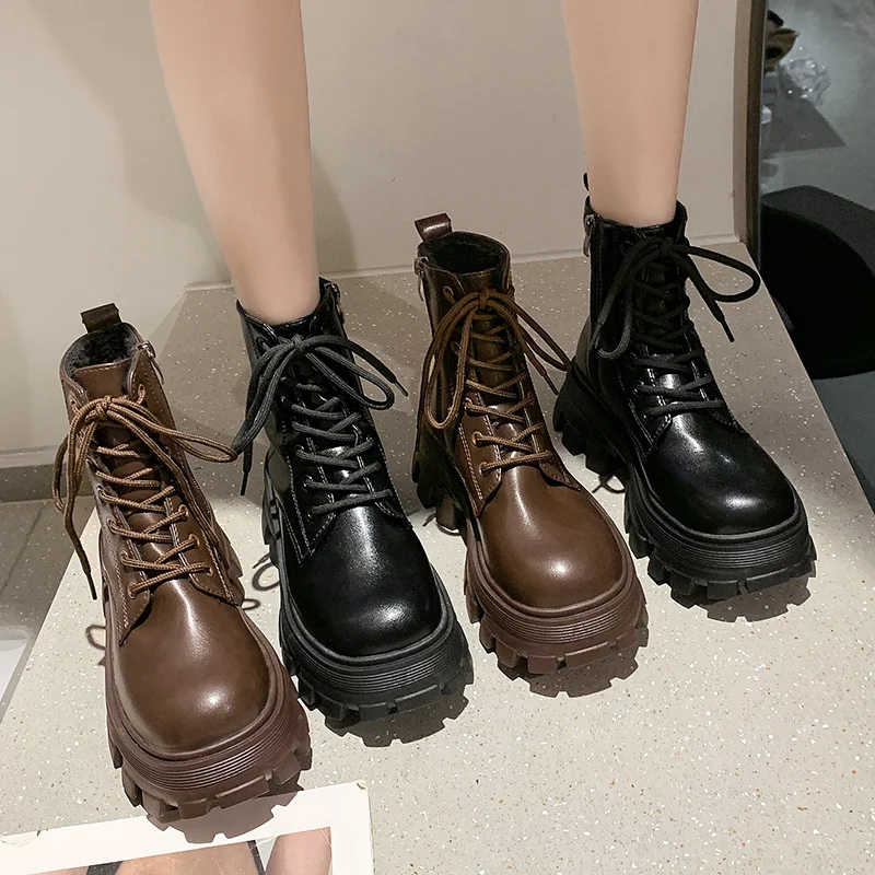 Winter Women Chunky Platform Ankle Boots 2021 Retro Brown PU Leather Gothic Shoes Women Short Motorcycle Warm Fur Combat Bootas
Winter Women Chunky Platform Ankle Boots 2021 Retro Brown PU Leather Gothic Shoes Women Short Motorcycle Warm Fur Combat Bootas