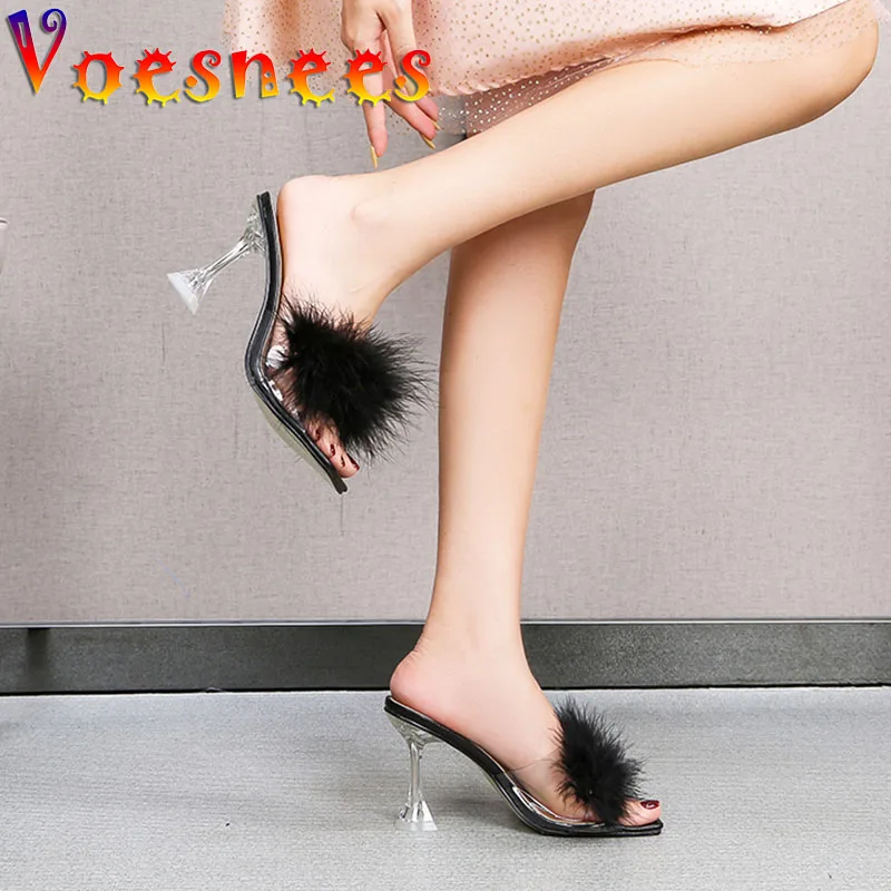 Voesnees 9CM Transparent Fur PVC Crystal Slippers Women 2021 Fashion Summer Furry Sandals Shoes Super Model Runway High Heels
Voesnees 9CM Transparent Fur PVC Crystal Slippers Women 2021 Fashion Summer Furry Sandals Shoes Super Model Runway High Heels