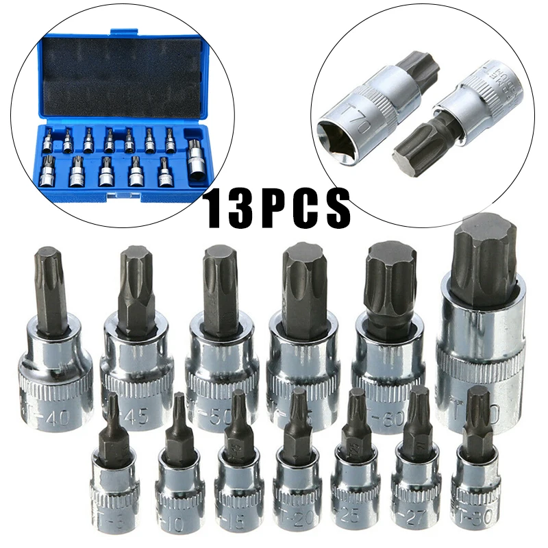 13pcs Torx Star Bit Socket Tamper Proof 1/4\" 3/8\" 1/2\" Drive Screwdrivers
13pcs Torx Star Bit Socket Tamper Proof 1/4\" 3/8\" 1/2\" Drive Screwdrivers