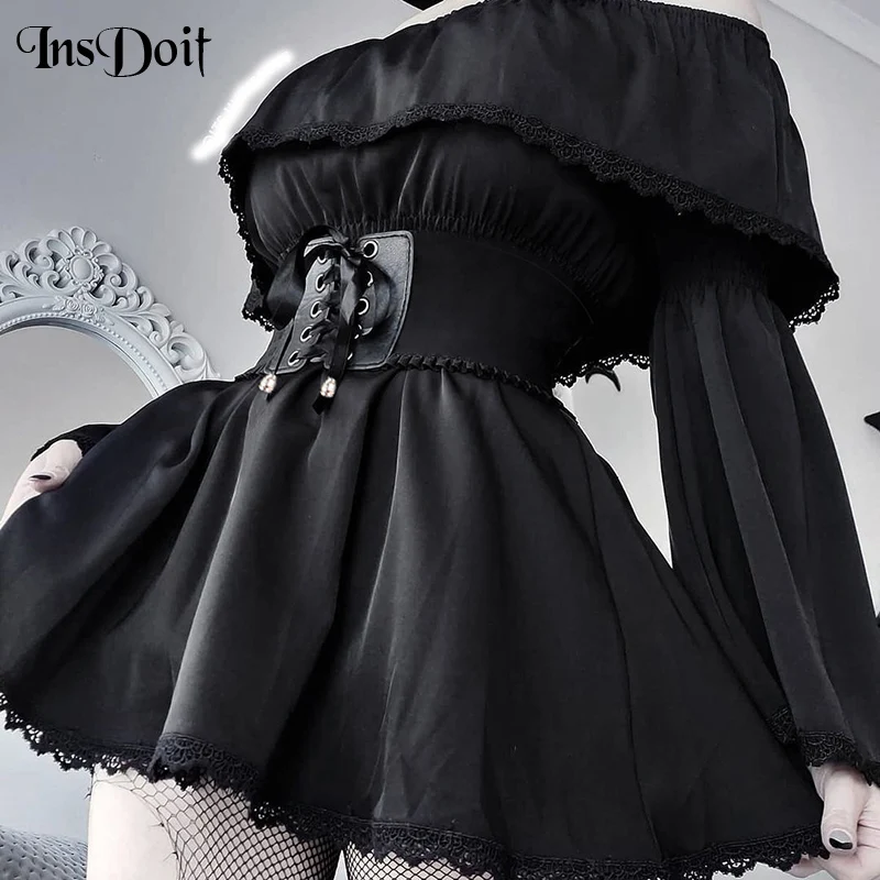 InsDoit Gothic Lolita Off Shoulder Lace Up Corset Dresses Women Aesthetic Vintage Autumn A-LINE Dress Harajuku Punk Party Dress
InsDoit Gothic Lolita Off Shoulder Lace Up Corset Dresses Women Aesthetic Vintage Autumn A-LINE Dress Harajuku Punk Party Dress