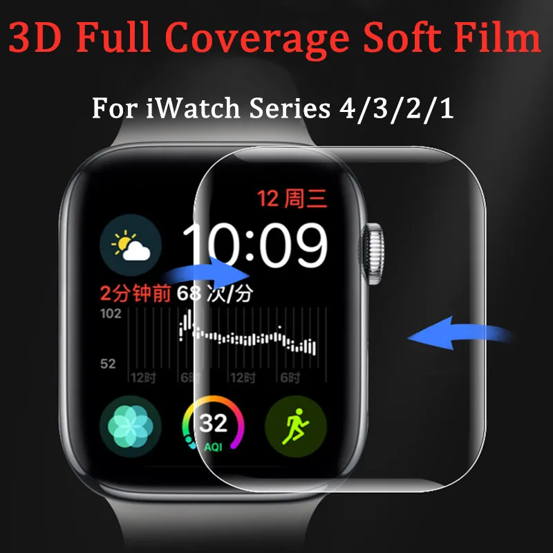 Screen Protector For iWatch 4 5 Hydrogel Film Apple Watch Series 1 2 3 HD Full Coverage 40mm 44mm 38mm 42mm (Not Glass) | Наручные часы