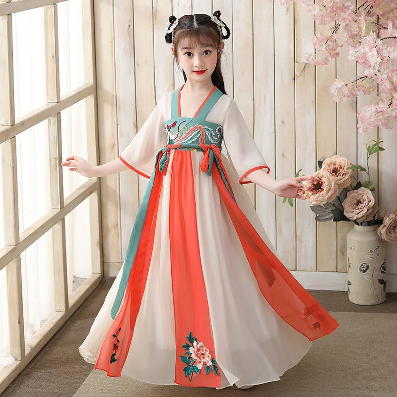 Chinese Traditional Girls Chiffon Lovely Embroidery Ancient Hanfu Children Perform Costumes Photography Kids Cosplay Tang Suit
Chinese Traditional Girls Chiffon Lovely Embroidery Ancient Hanfu Children Perform Costumes Photography Kids Cosplay Tang Suit