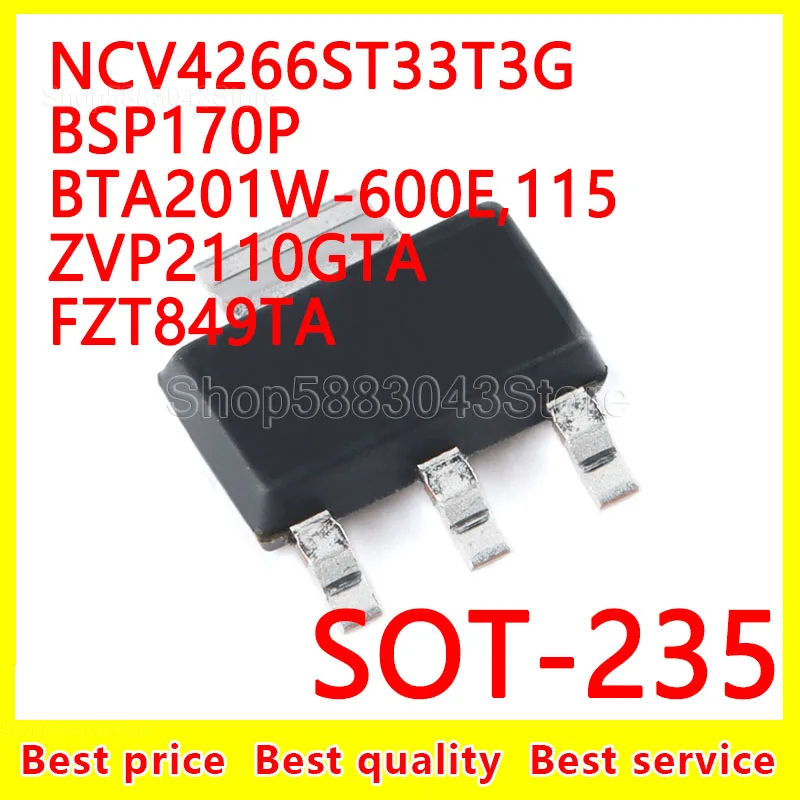 (10 шт.) 100% Новый оригинальный NCV4266ST33T3G BSP170P BTA201W-600E 115 ZVP2110GTA FZT849TA SOT-223
(10 шт.) 100% Новый оригинальный NCV4266ST33T3G BSP170P BTA201W-600E 115 ZVP2110GTA FZT849TA SOT-223