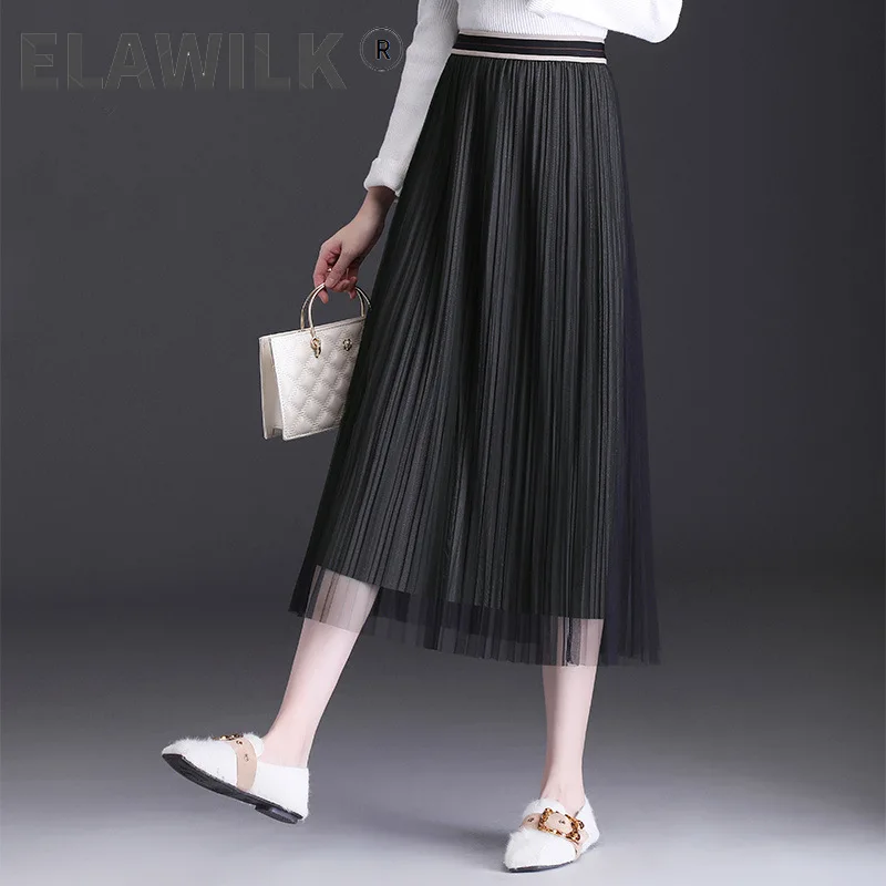 Korean Style Fashion WOmen Skirt 2021 Winter Double-side Wear Tulle Mesh Pleated Skirts Female High waist Long Skirt
Korean Style Fashion WOmen Skirt 2021 Winter Double-side Wear Tulle Mesh Pleated Skirts Female High waist Long Skirt
