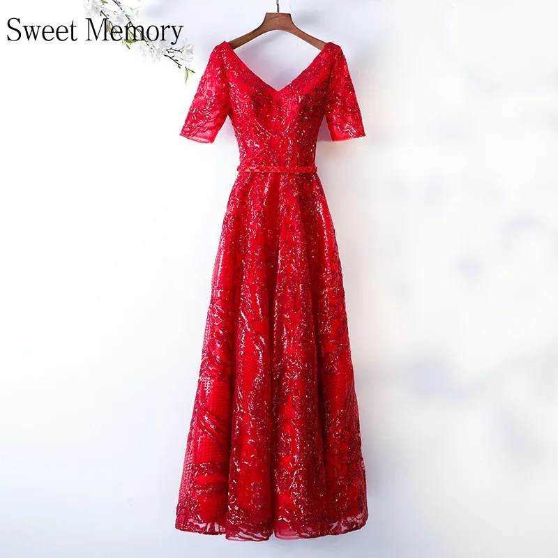 S0148 Custom Made Red V-Neck Sequined Long Evening Dresses Banquet Vestido De Festa Sweet Memory
S0148 Custom Made Red V-Neck Sequined Long Evening Dresses Banquet Vestido De Festa Sweet Memory