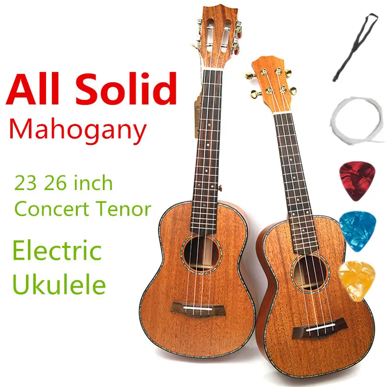 

Ukulele Acoustic Electric Concert Tenor 23 26 Inch All Full Solid Mahogany Guitar 4 Strings Ukelele Guitarra Handcraft Uke