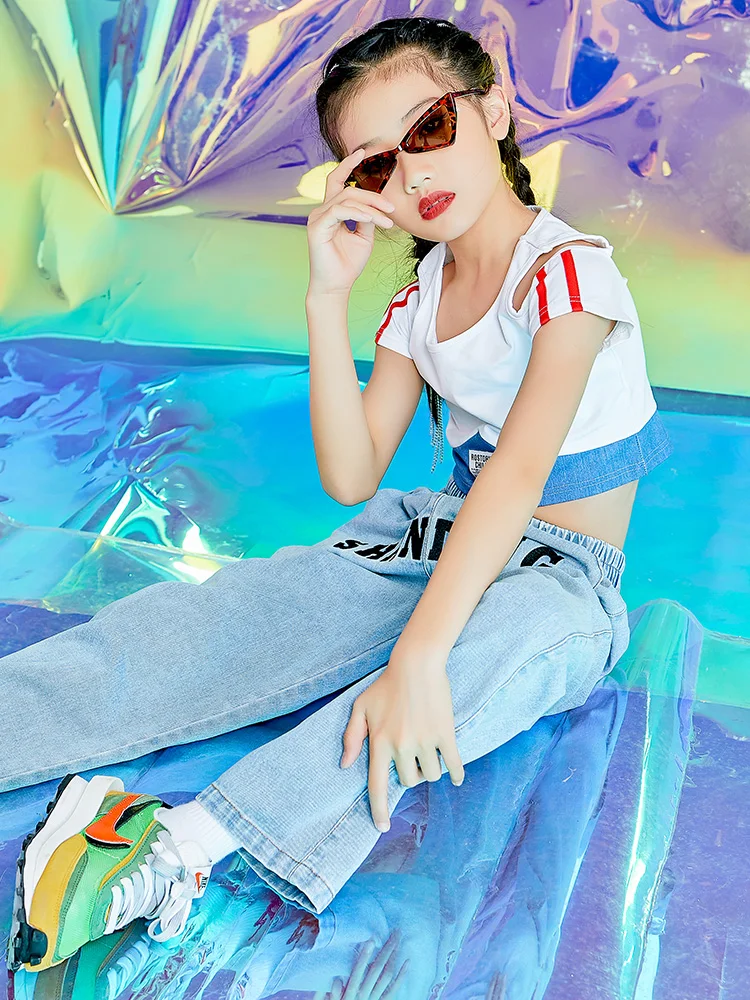 New Children's Street Dance Clothes For Girls Jazz Costumes Tops Denim Hip Hop Pants Jazz Performance Rave Wear WD0034
New Children's Street Dance Clothes For Girls Jazz Costumes Tops Denim Hip Hop Pants Jazz Performance Rave Wear WD0034