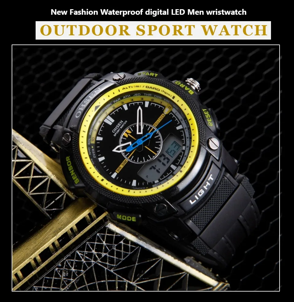 Digital Quartz Men Sport Watch Stopwatch Waterproof Militar man Wristwatch Yellow Fashion bracelet Watch relogio masculino
Digital Quartz Men Sport Watch Stopwatch Waterproof Militar man Wristwatch Yellow Fashion bracelet Watch relogio masculino